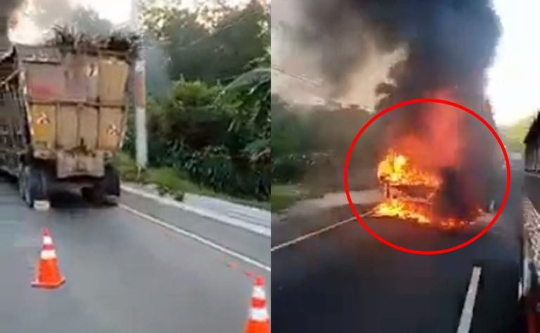 VIDEO: Camión cañero prende en llamas en km. 1